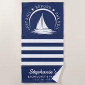 ヴェイルの前の最後の帆 青い独身最後の旅パーティー ビーチタオル (正面)