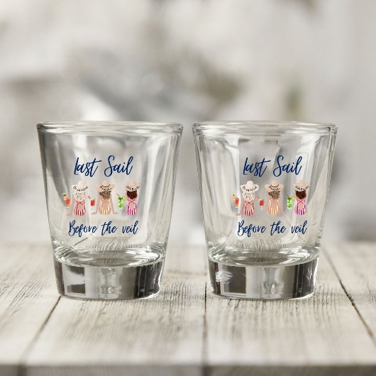 ヴェイルの前の最後の航海 ブライズメイド パーティー 青 ショットグラス