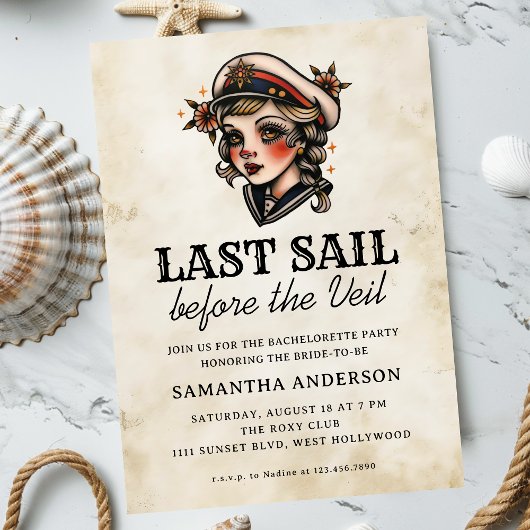 ヴェイルの前の最後の航海 レトロな独身最後の夜のパーティー 招待状
