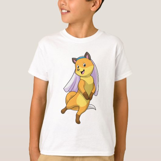 ヴェイルを纏った花嫁の狐 Tシャツ (正面)