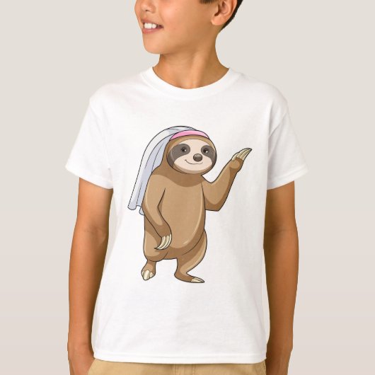 ヴェイルを被った新婦のようなナマケモノ Tシャツ (正面)