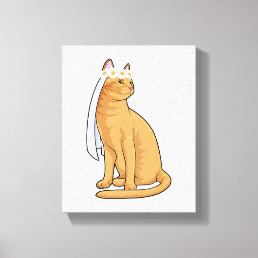 ヴェイルを被った花嫁の猫 キャンバスプリント (正面)