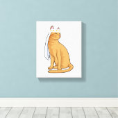 ヴェイルを被った花嫁の猫 キャンバスプリント (インサイチュ (ウッドフロア))