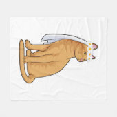 ヴェイルを被った花嫁の猫 フリースブランケット (正面(横))