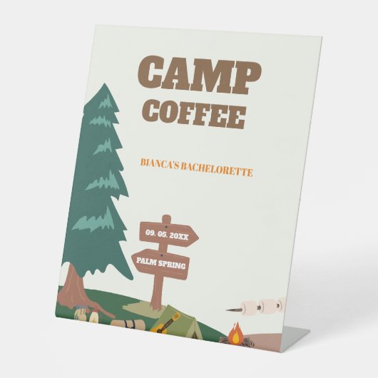 ヴェイルキャンプコーヒーの看板の前の最後の道 台座サイン (正面)