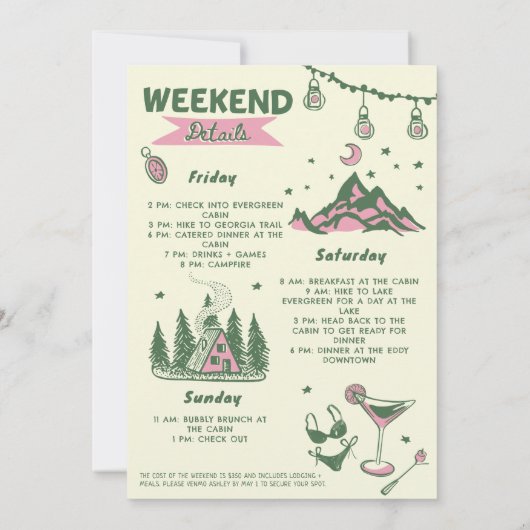 ヴェイルキャンプ前の最後のトレイルバチェロレッテ 招待状 (裏面)