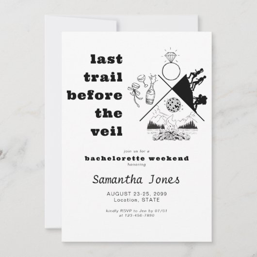 ヴェイルグランプ前の最後のトレイルバチェロレッテ 招待状 (正面)
