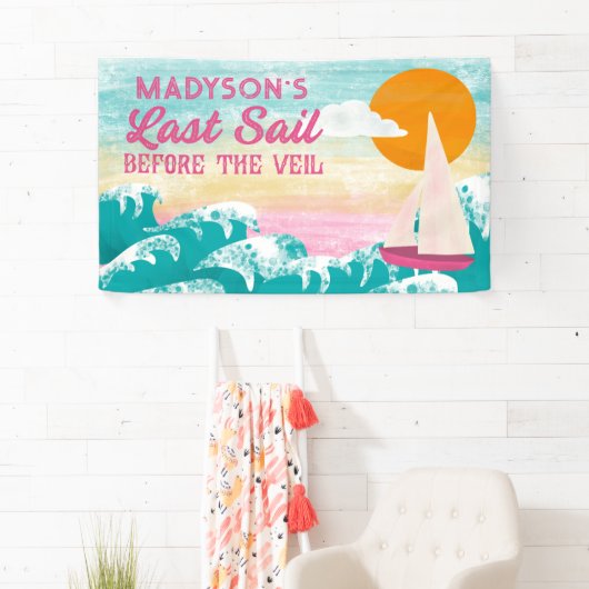 ヴェイルセーリングボートの前の最終セイルバチェロレッテ 横断幕 (インサイチュ)