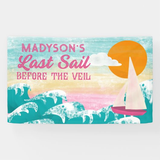 ヴェイルセーリングボートの前の最終セイルバチェロレッテ 横断幕 (横)