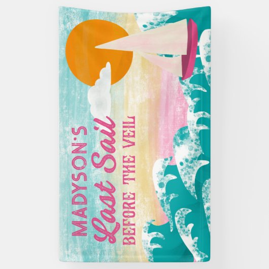 ヴェイルセーリングボートの前の最終セイルバチェロレッテ 横断幕 (縦)