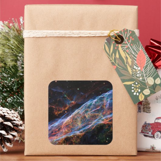 ヴェイルネブラスーパーノヴァ残骸ハッブル望遠鏡 スクエアシール (クリスマス)