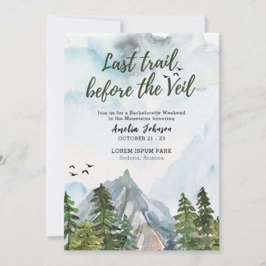 ヴェイル前の最後のトレイル独身最後の週末 招待状 (正面)