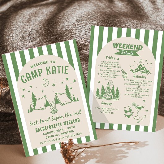 ヴェイル前の最後のトレイル キャンプ ブライズパーティー 招待状