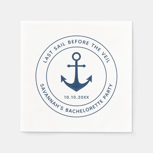 ヴェイル前の最後の航海 ナウティ・バチェロレッテ・パーティー スタンダードカクテルナプキン (正面)