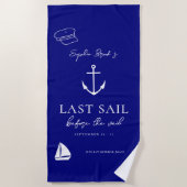 ヴェイル前の最後の航海 ネイビー・バチェロレッテ ビーチタオル (正面)