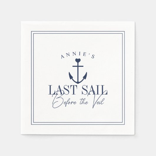 ヴェイル前の最後の航海 ネイビー ブライダルパーティ スタンダードカクテルナプキン (正面)