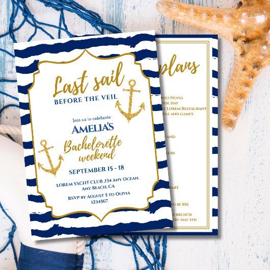 ヴェイル前の最後の航海 沿岸の花嫁ウィークエンド 招待状