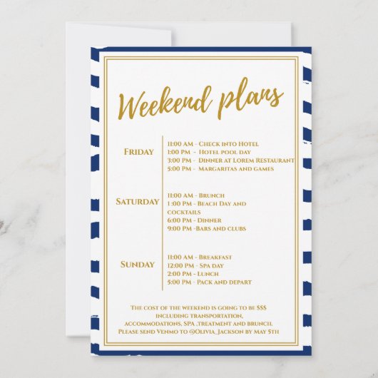 ヴェイル前の最後の航海　沿岸の花嫁ウィークエンド 招待状 (裏面)