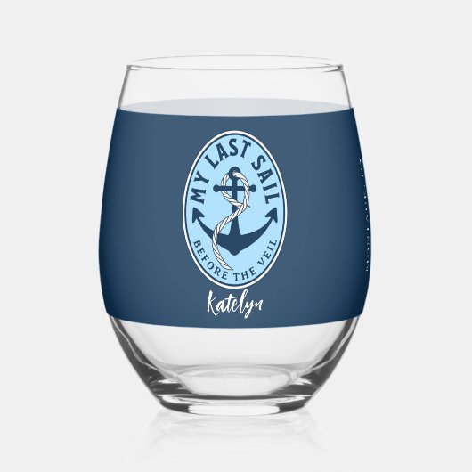 ヴェイル前の最後の航海 花嫁独身最後の夜 ステムなしワイングラス (正面)