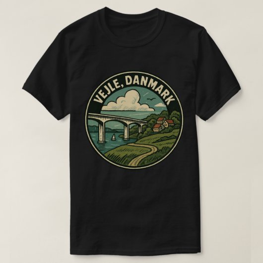 ヴェイレ デンマーク 橋 Tシャツ (デザイン正面)