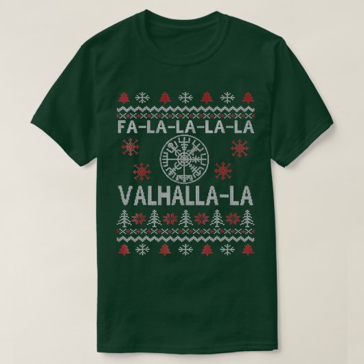 ヴェグヴィシュコンパスヴァルハラ醜いクリスマスバイキング Tシャツ (デザイン正面)