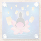 ヴェサックデイブッダ上のロータスランタンヴァイサカ ガラスコースター (裏面)