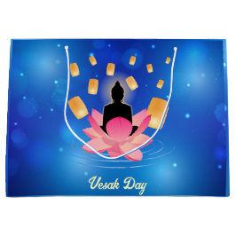 ヴェサックデイブッダ上のロータスランタンヴァイサカ ラージペーパーバッグ