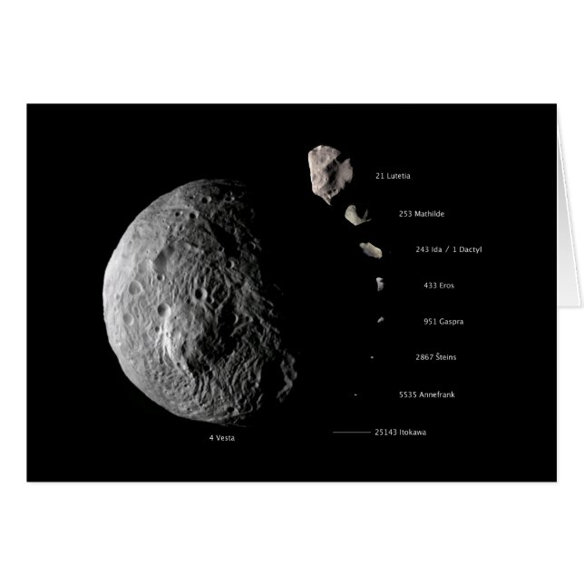 ヴェスタ他の小惑星と比較宇宙 (正面横)