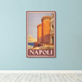 ヴェスビウスとナポリ湾の旅行ポスター キャンバスプリント (インサイチュ (ウッドフロア))