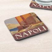 ヴェスビウスとナポリ湾の旅行ポスター コースター (左側)