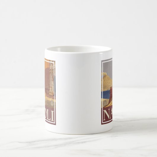 ヴェスビウスとナポリ湾の旅行ポスター コーヒーマグカップ (中央)