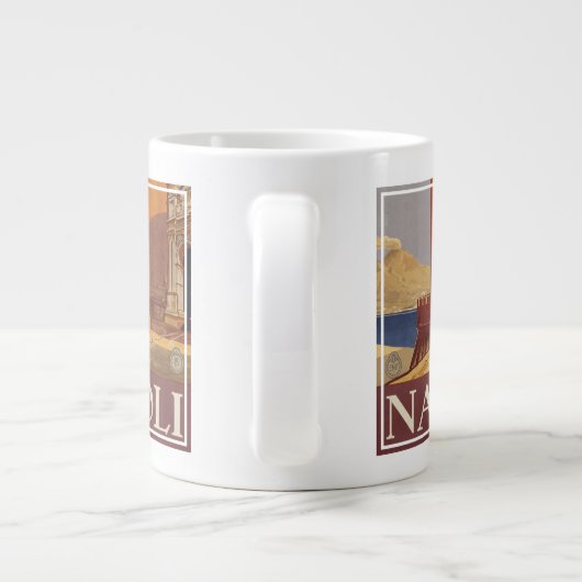 ヴェスビウスとナポリ湾の旅行ポスター ジャンボコーヒーマグカップ (裏面)