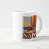 ヴェスビウスとナポリ湾の旅行ポスター ジャンボコーヒーマグカップ (正面右)
