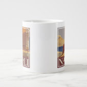 ヴェスビウスとナポリ湾の旅行ポスター ジャンボコーヒーマグカップ (正面)