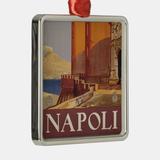 ヴェスビウスとナポリ湾の旅行ポスター メタルオーナメント (右)
