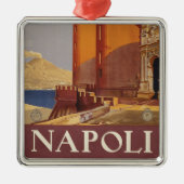 ヴェスビウスとナポリ湾の旅行ポスター メタルオーナメント (正面)