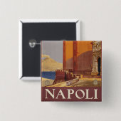 ヴェスビウスとナポリ湾の旅行ポスター 缶バッジ (正面&裏面)