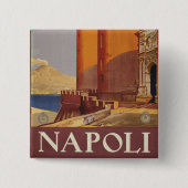 ヴェスビウスとナポリ湾の旅行ポスター 缶バッジ (正面)