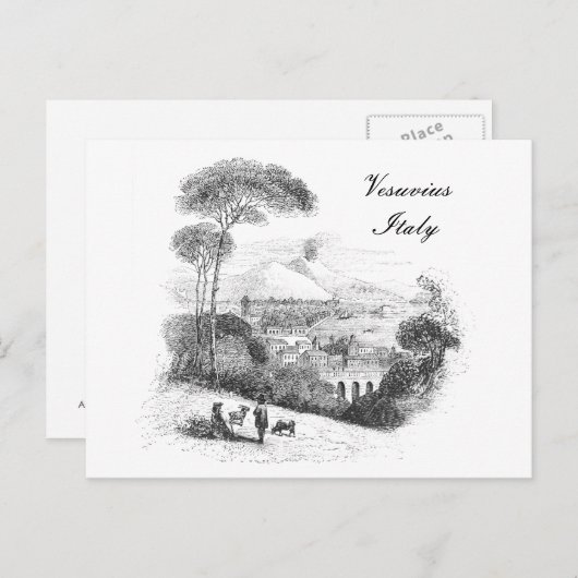 ヴェスビウス火山とナポリヴィンテージはがき ポストカード (正面/裏面)