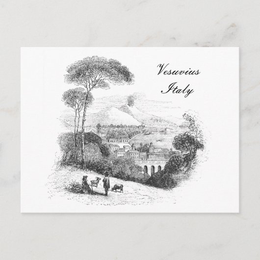 ヴェスビウス火山とナポリヴィンテージはがき ポストカード (正面)