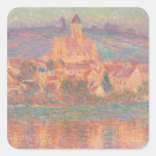 ヴェテウイル(1901)クロード・モネ印象派アート スクエアシール (正面)