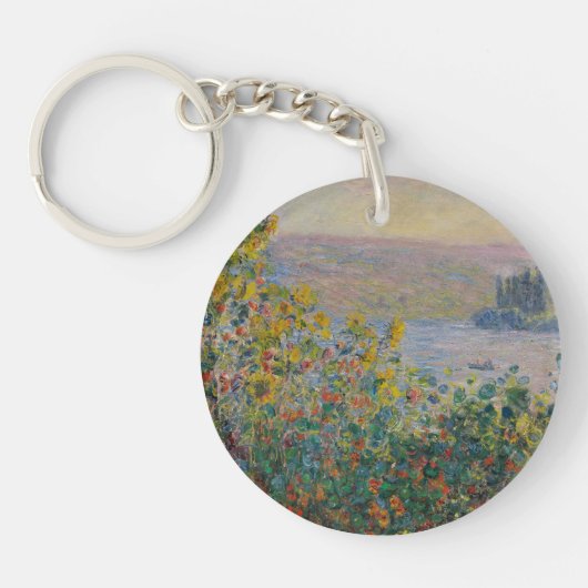 ヴェトゥイユの花壇、印象派の風景 キーホルダー (正面)