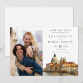 ヴェニスのスカイライン水彩写真 ウェディング セーブザデート (正面/裏面)