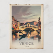 ヴェニスイタリアリアルトブリッジヴィンテージトワイライト素朴 ポストカード (正面)