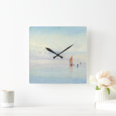 ヴェニスバーファインアートウォーターカラーシースケープスカイブルー スクエア壁時計 (ホーム)