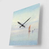 ヴェニスバーファインアートウォーターカラーシースケープスカイブルー スクエア壁時計 (傾斜)