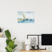 ヴェニス近くの船の海洋シーン ポスター (ホームオフィス)