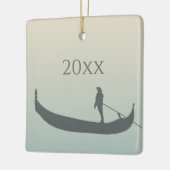 ヴェニス,イタリアゴンドラシルエットカスタム写真 セラミックオーナメント (左)