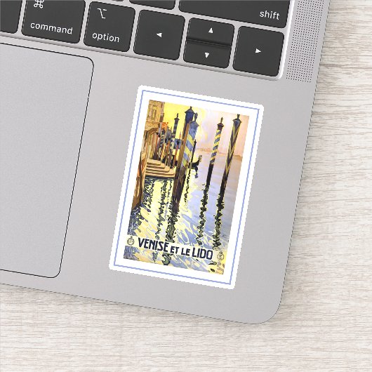 ヴェニス・レ・リド・ヴィンテージ旅行ポスター シール (詳細)