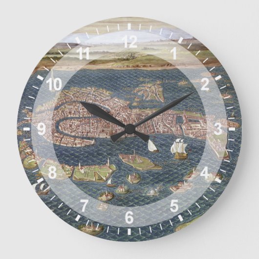 ヴェニス：16世紀の地図 ラージ壁時計 (正面)